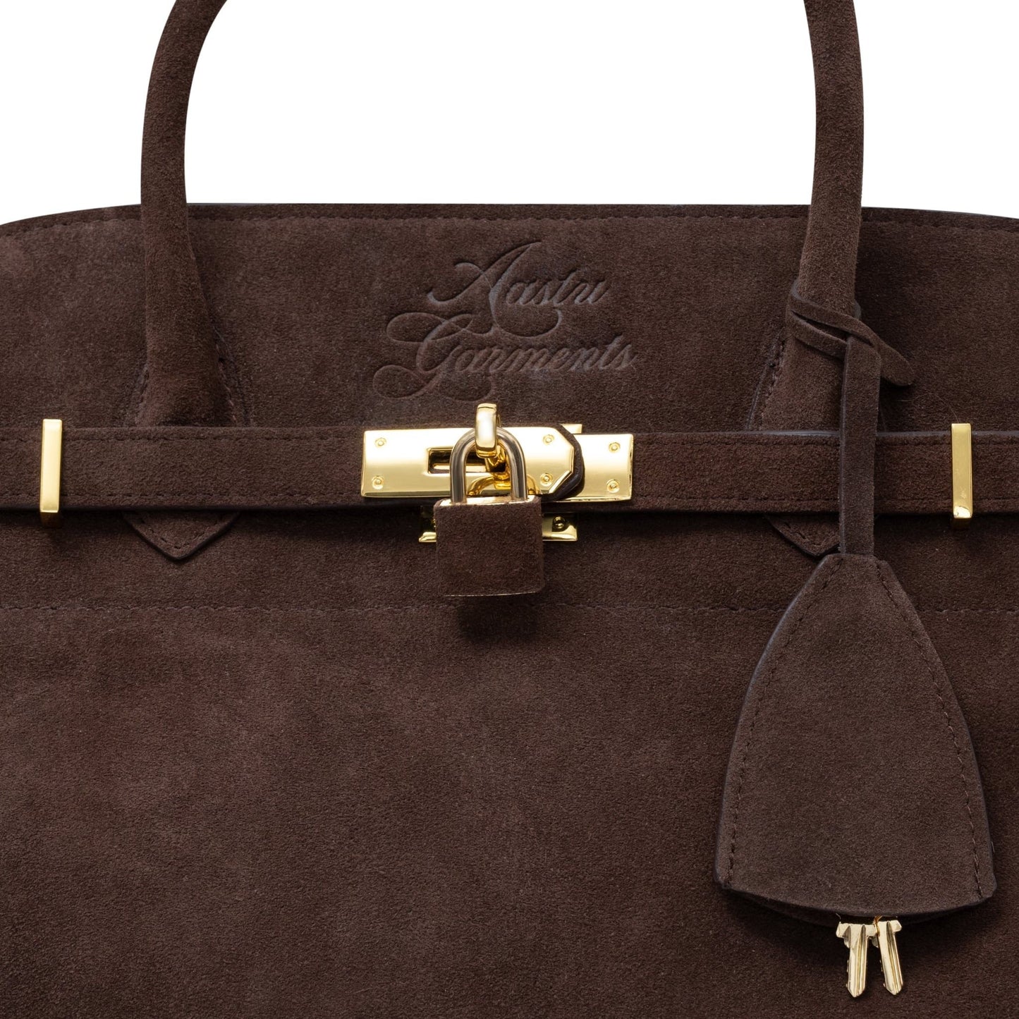 AASTU CARRYALL SUEDE LEATHER BAG GOLD // CHOCOLATE