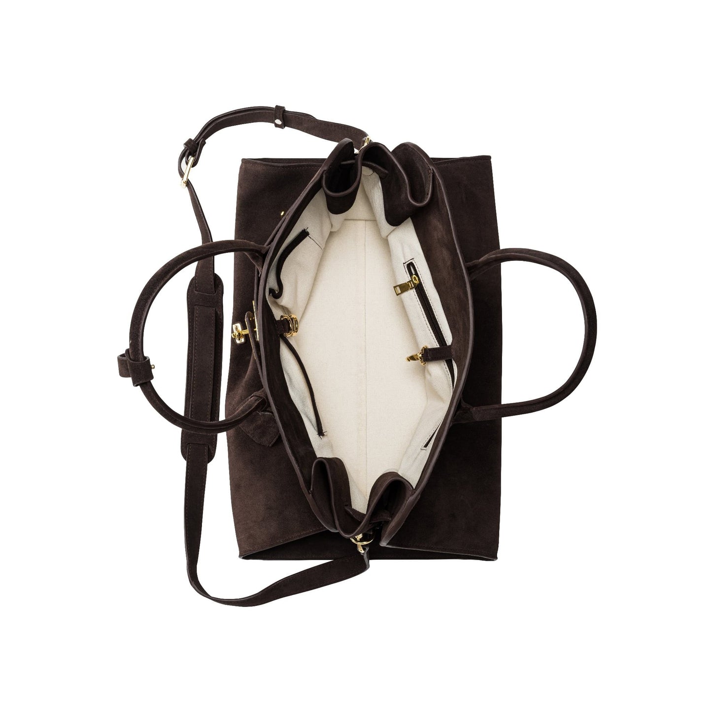 AASTU CARRYALL SUEDE LEATHER BAG // DARK BROWN / GOLD