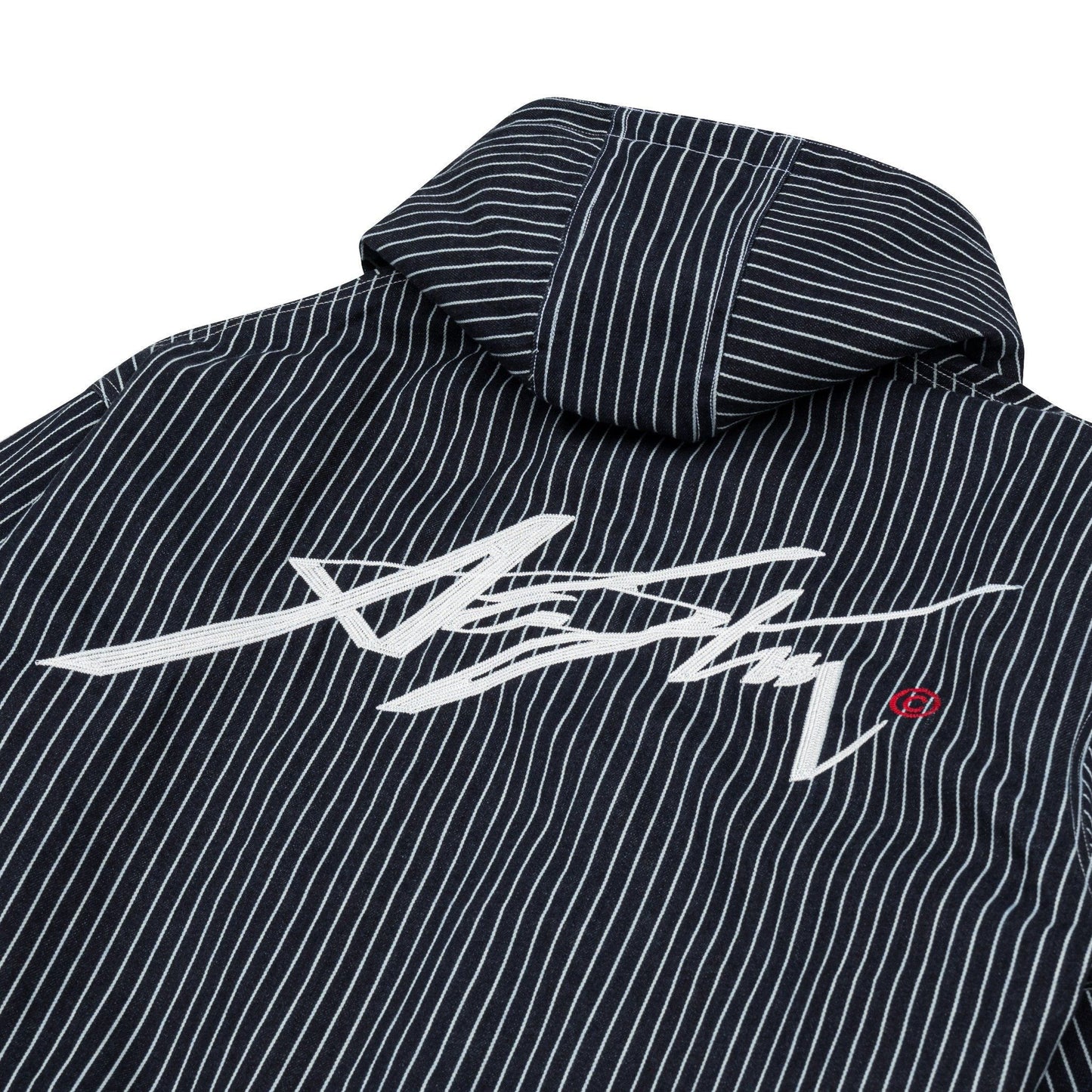 AASTU SIGNATURE STRIPED DENIM HOODIE // BLUE