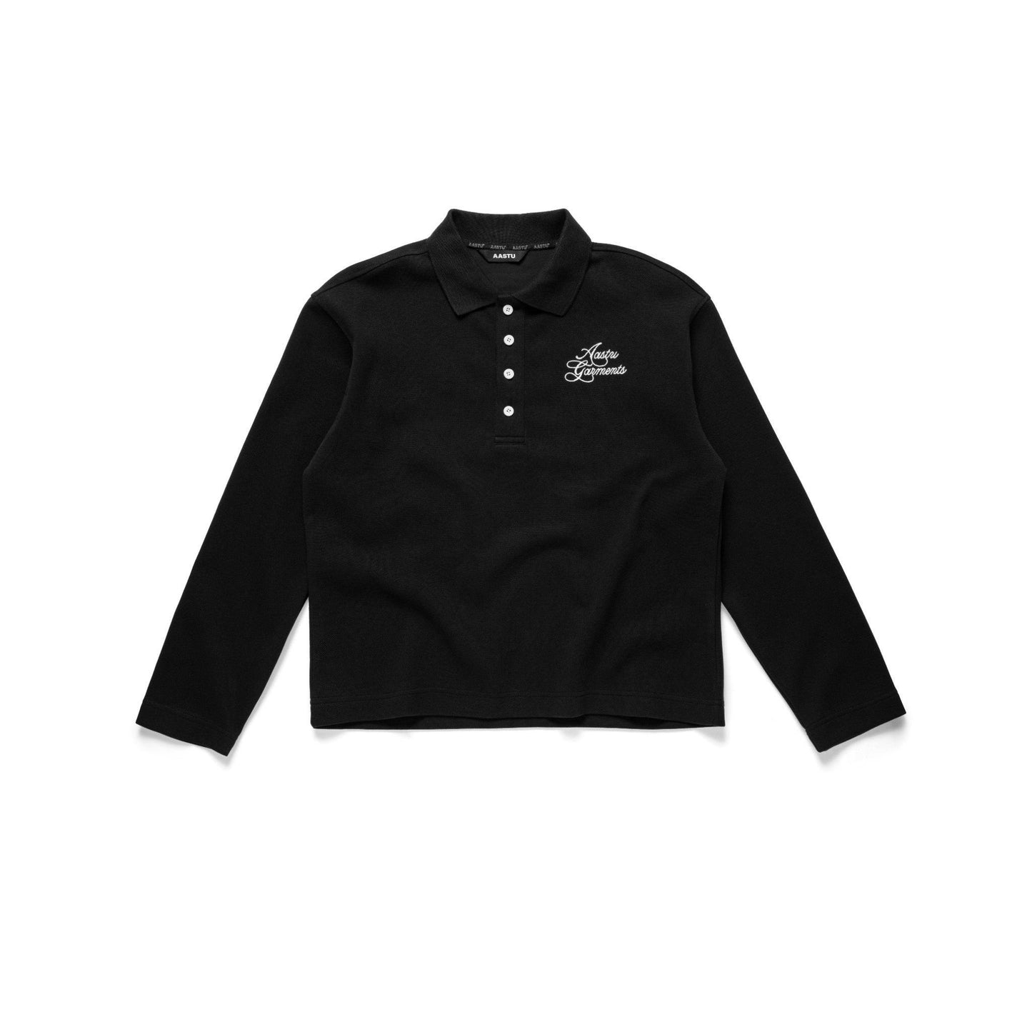 AASTU GARMENT LONG SLEEVE POLO // BLACK