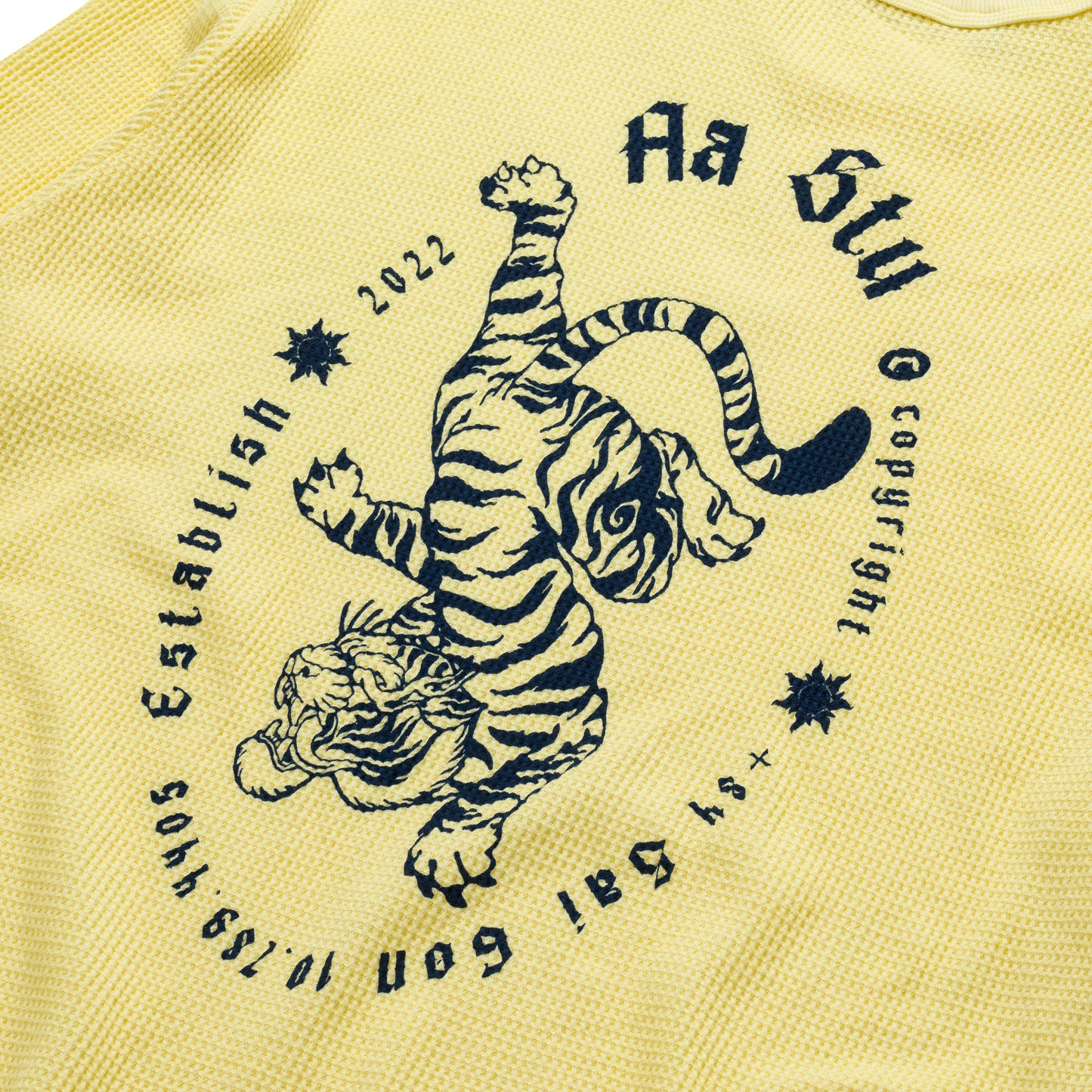 AA TIGER STAMP WAFFLE LONG SLEEVE // YELLOW