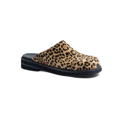 AA CLOG FUR LEATHER // LEOPARD