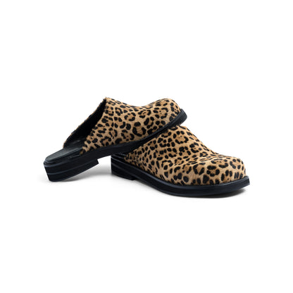 AA CLOG FUR LEATHER // LEOPARD