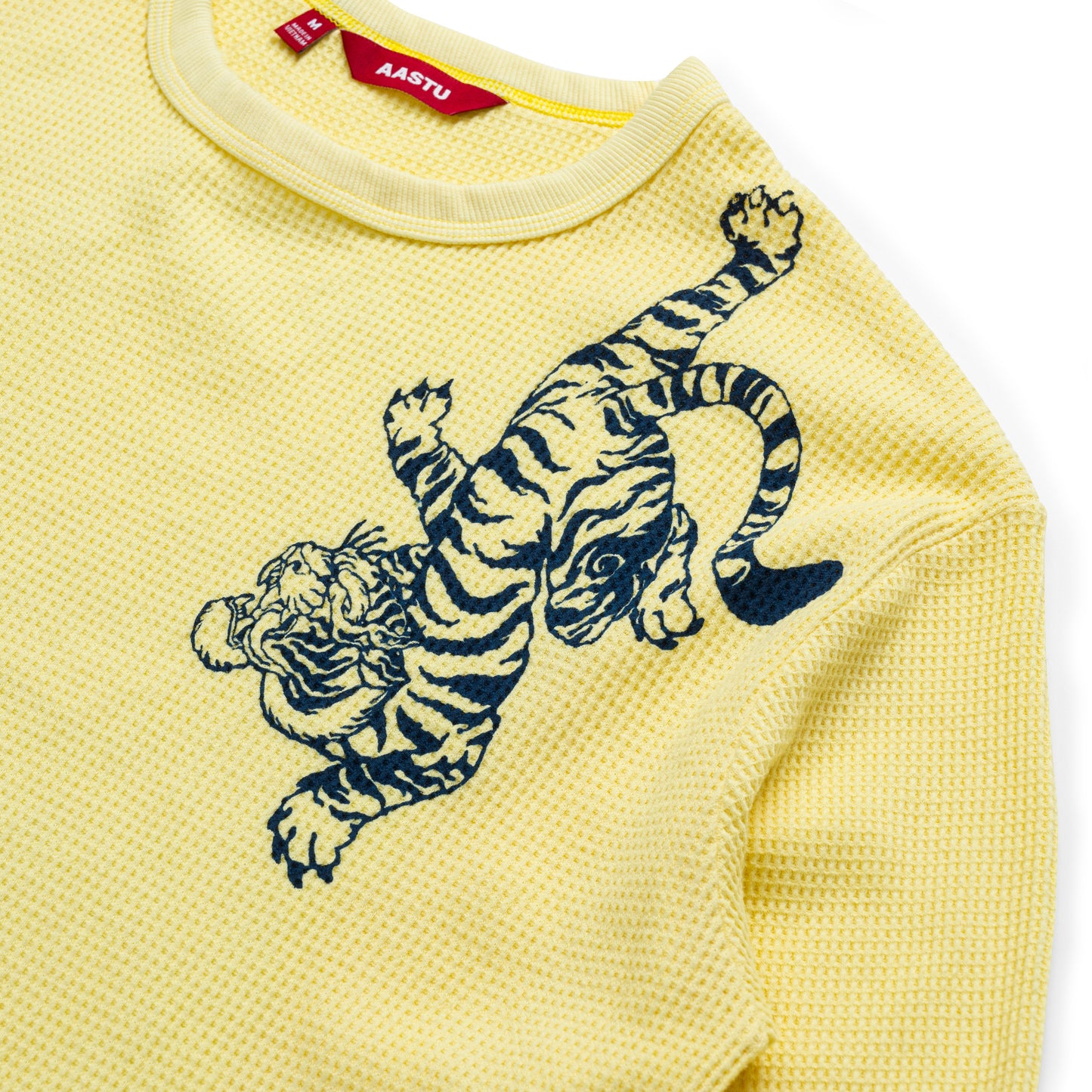 AA TIGER STAMP WAFFLE LONG SLEEVE // YELLOW