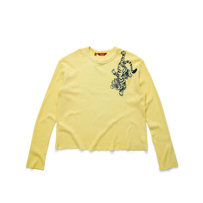 AA TIGER STAMP WAFFLE LONG SLEEVE // YELLOW