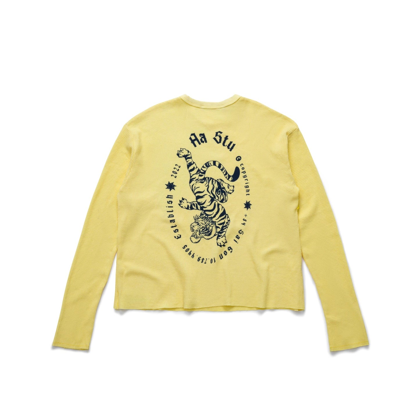 AA TIGER STAMP WAFFLE LONG SLEEVE // YELLOW