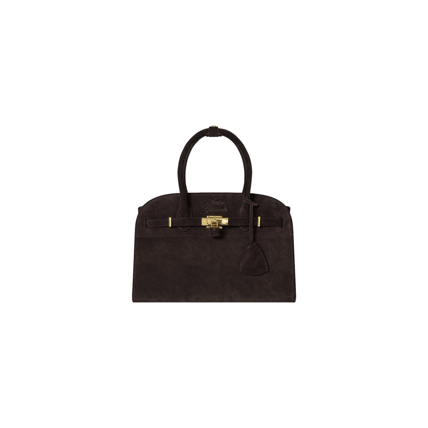 AASTU CARRYALL SUEDE LEATHER BAG // DARK BROWN / GOLD