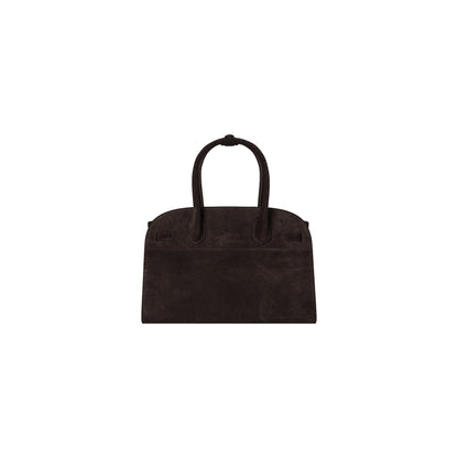 AASTU CARRYALL SUEDE LEATHER BAG // DARK BROWN / GOLD