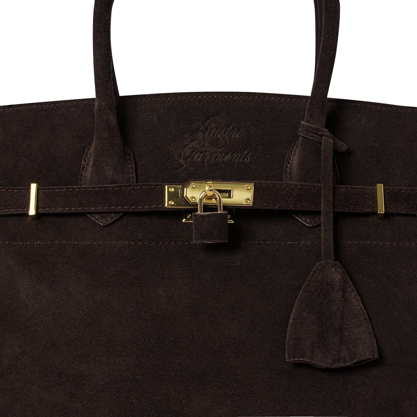 AASTU CARRYALL SUEDE LEATHER BAG // DARK BROWN / GOLD