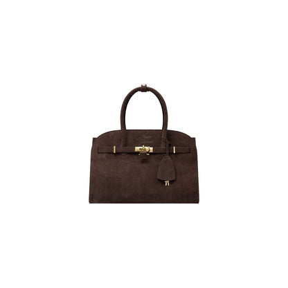 AASTU CARRYALL SUEDE LEATHER BAG GOLD // CHOCOLATE