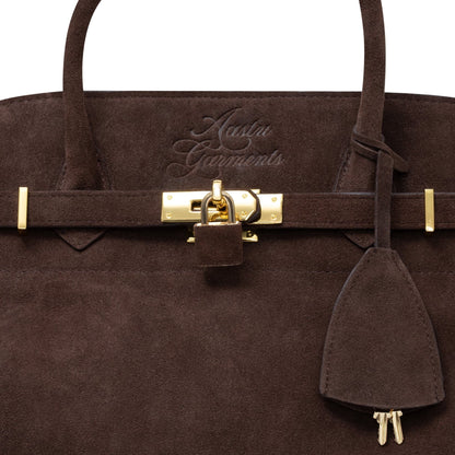 AASTU CARRYALL SUEDE LEATHER BAG GOLD // CHOCOLATE