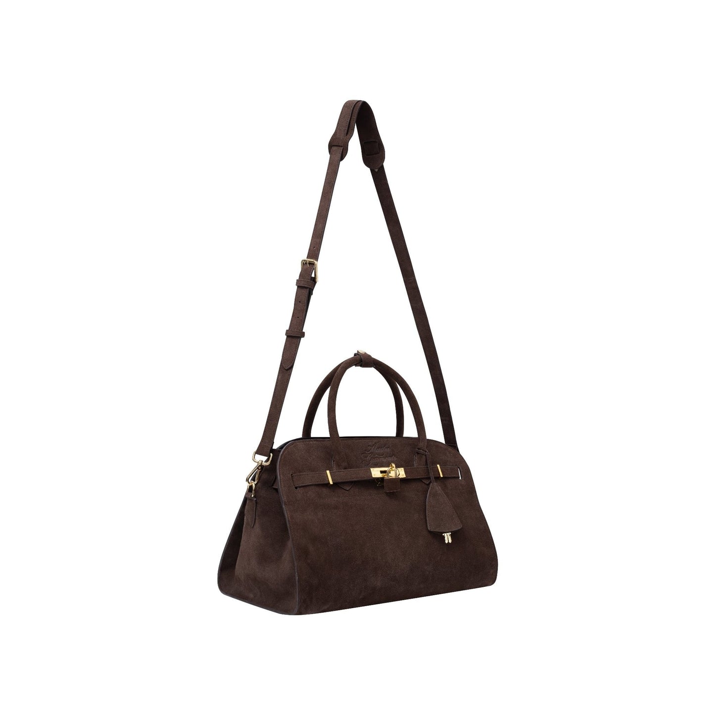AASTU CARRYALL SUEDE LEATHER BAG GOLD // CHOCOLATE