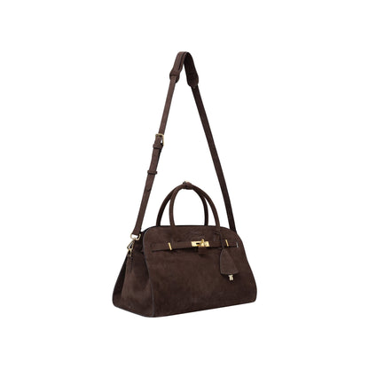 AASTU CARRYALL SUEDE LEATHER BAG GOLD // CHOCOLATE