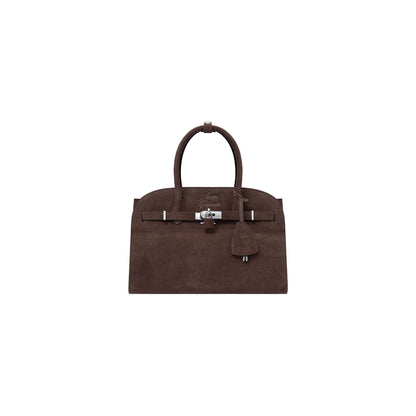 AASTU CARRYALL SUEDE LEATHER BAG SILVER // CHOCOLATE