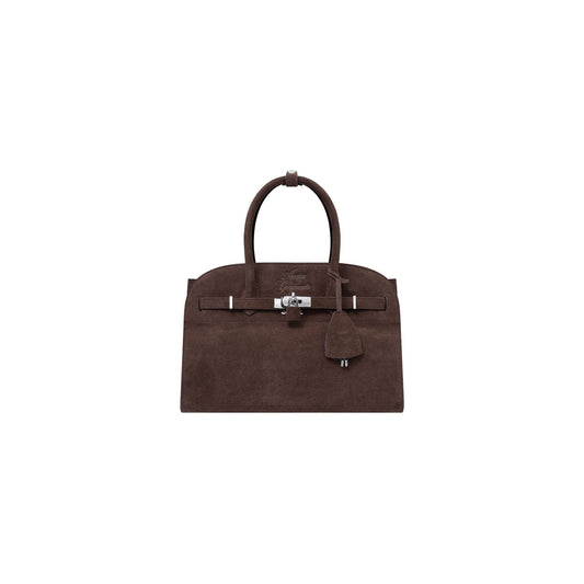 AASTU CARRYALL SUEDE LEATHER BAG SILVER // CHOCOLATE