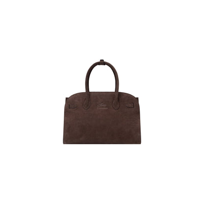 AASTU CARRYALL SUEDE LEATHER BAG SILVER // CHOCOLATE