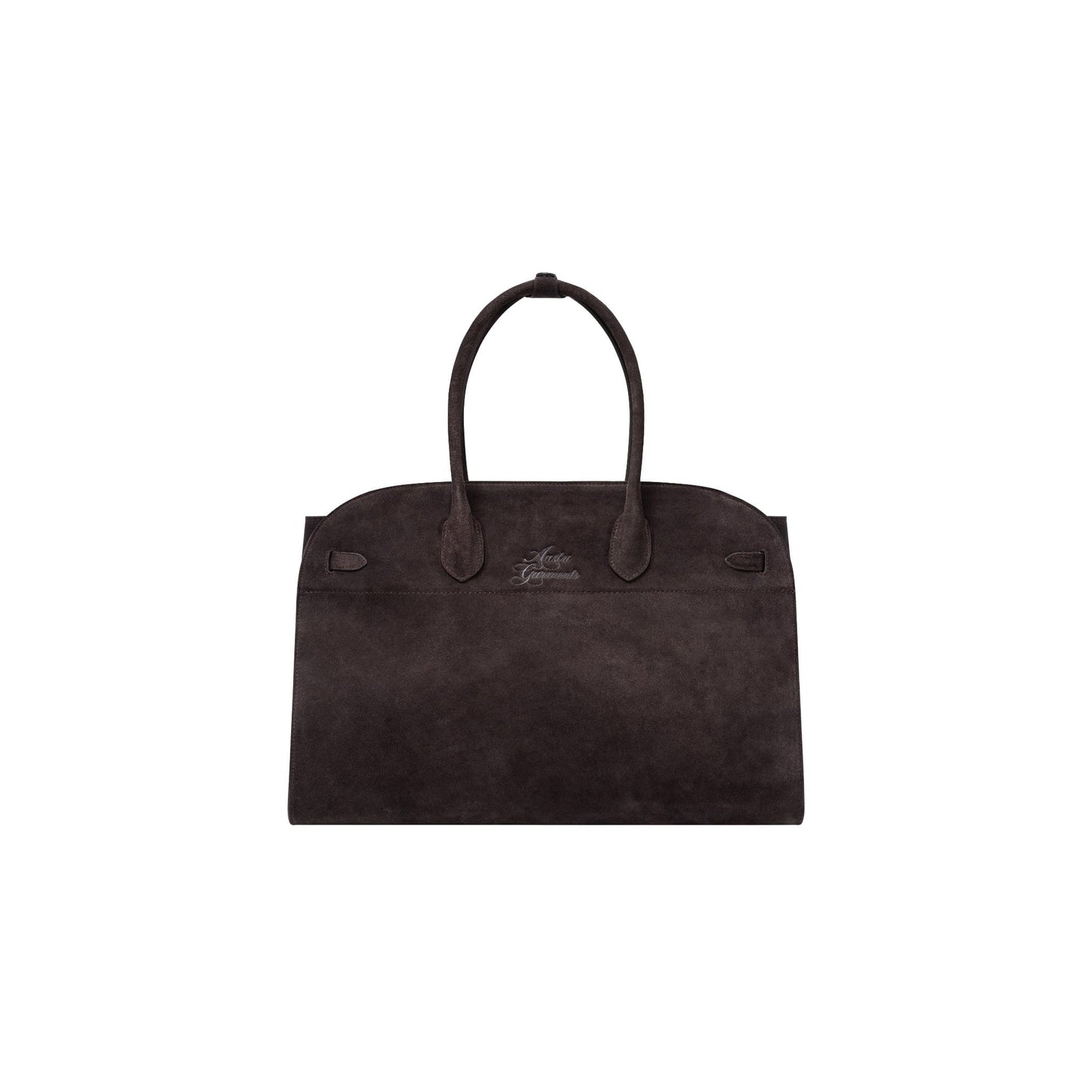 AASTU CARRYALL SUEDE LEATHER BAG // DARK BROWN / SILVER