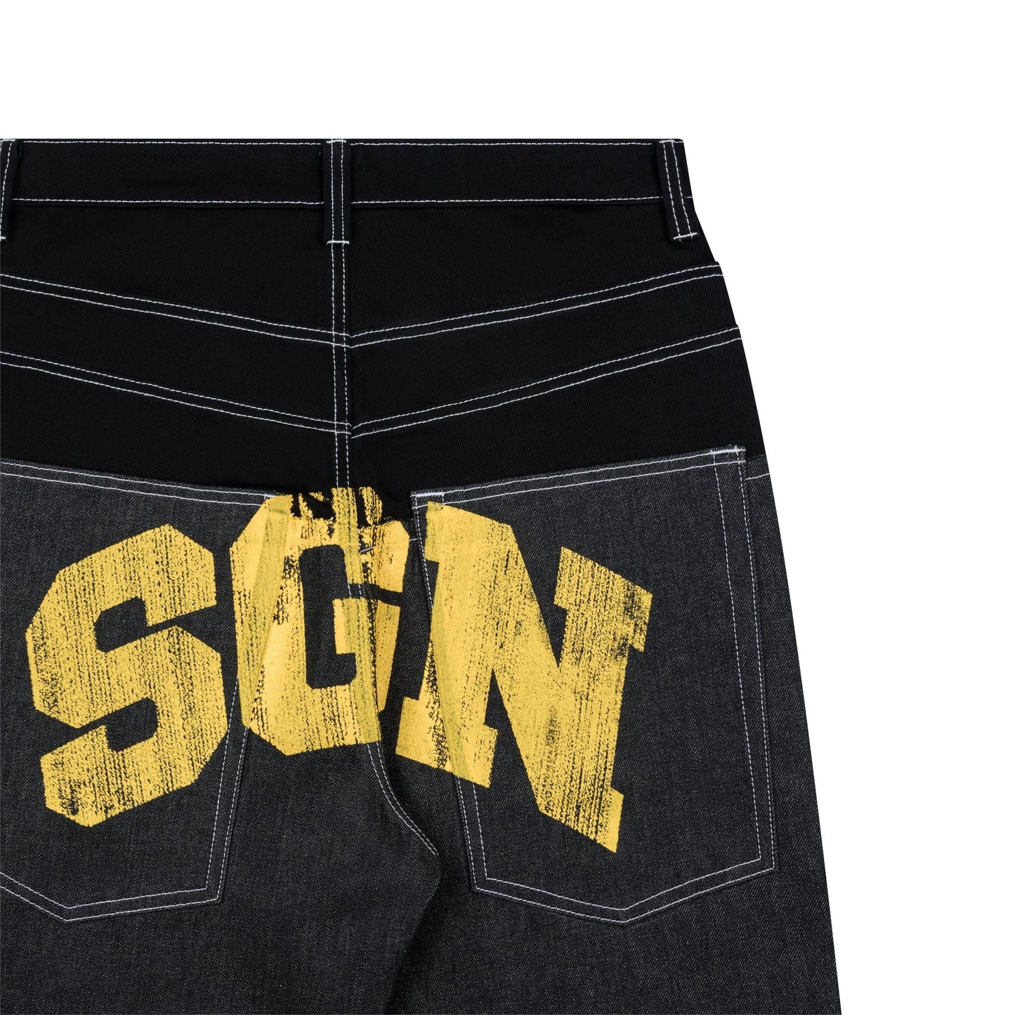 AA DOUBLE WAIST RAW SGN JEANS // BLACK