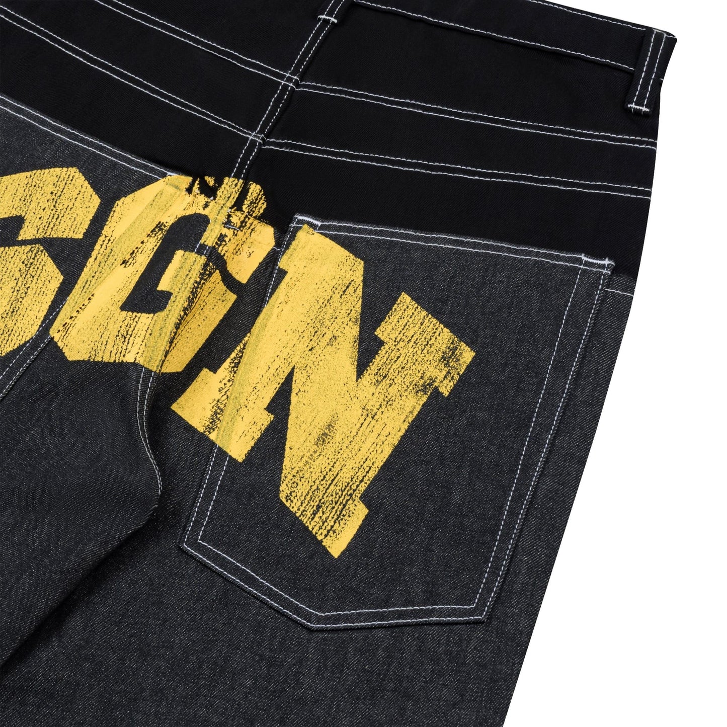 AA DOUBLE WAIST RAW SGN JEANS // BLACK