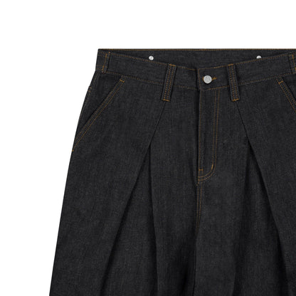 AA RAW DENIM PLEATED PANTS // BLACK