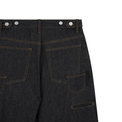 AA RAW DENIM PLEATED PANTS // BLACK