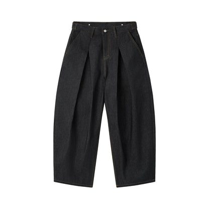 AA RAW DENIM PLEATED PANTS // BLACK