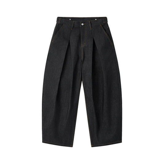 AA RAW DENIM PLEATED PANTS // BLACK