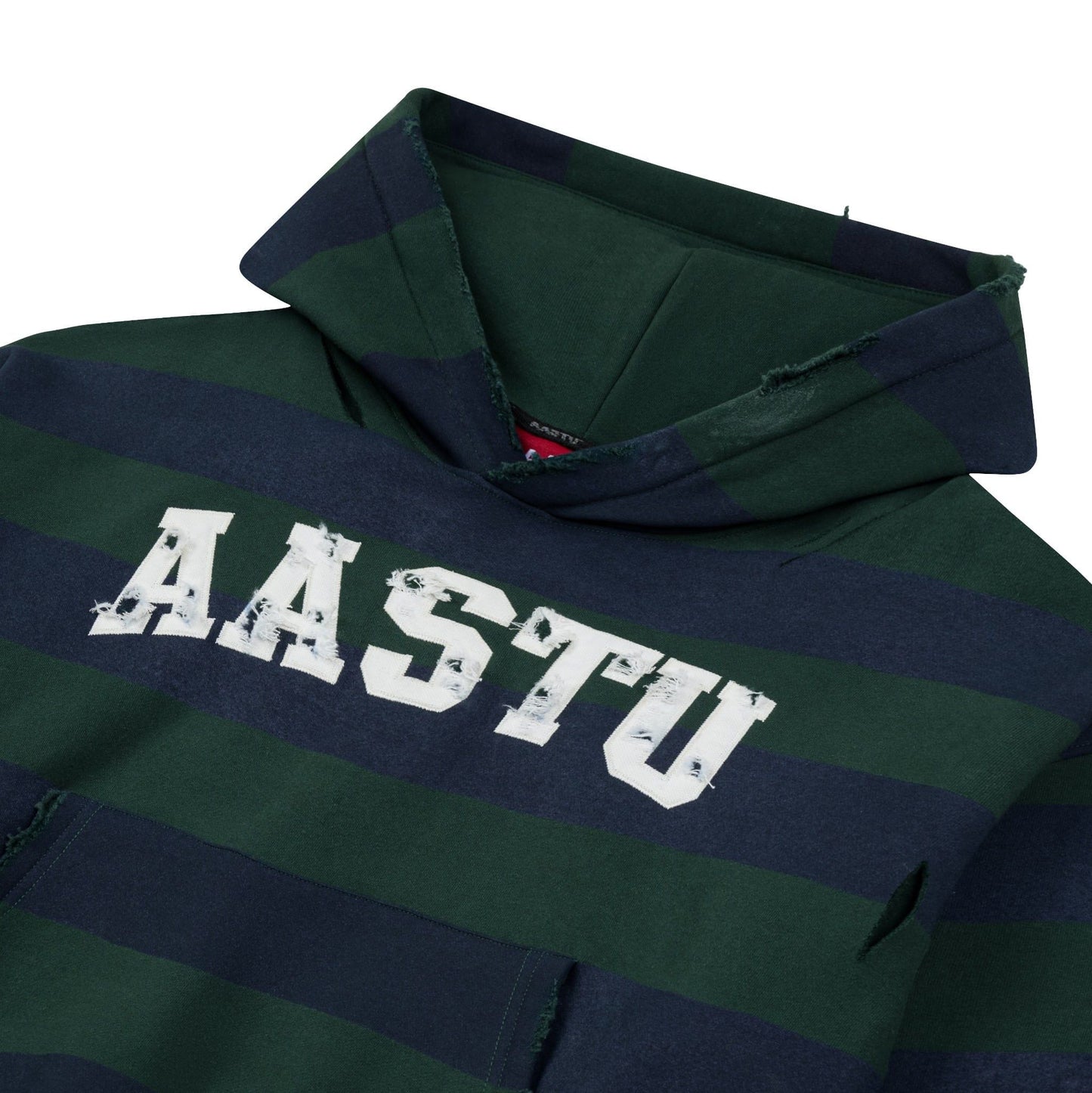 AA CLASSIC STRIPED NAVY HOODIE WASHED // GREEN