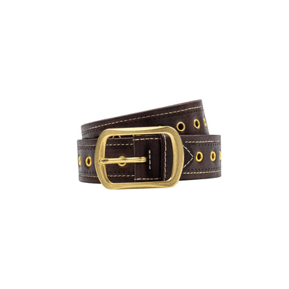 AA EYELET LEATHER BELT // BROWN