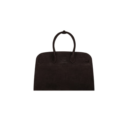 AASTU CARRYALL SUEDE LEATHER BAG // DARK BROWN / GOLD