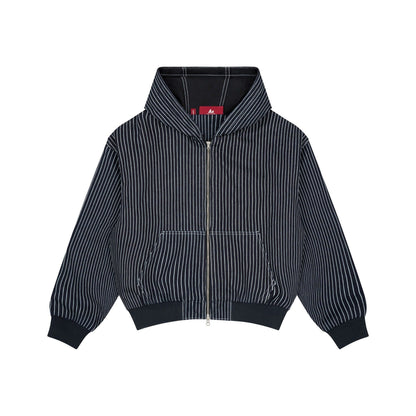 AASTU SIGNATURE STRIPED DENIM HOODIE // BLUE