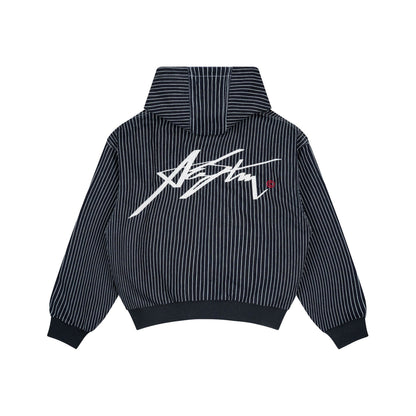 AASTU SIGNATURE STRIPED DENIM HOODIE // BLUE