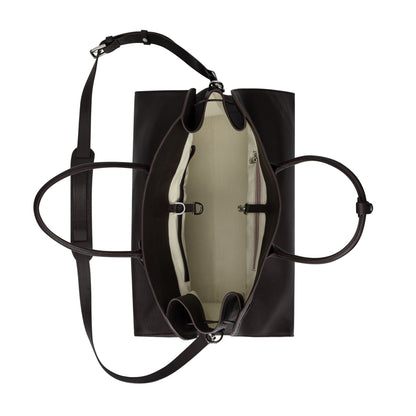 AASTU CARRYALL SUEDE LEATHER BAG // DARK BROWN / SILVER
