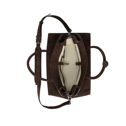 AASTU CARRYALL SUEDE LEATHER BAG SILVER // CHOCOLATE