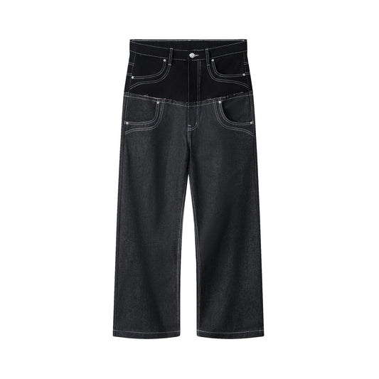 AA DOUBLE WAIST RAW JEANS // BLACK