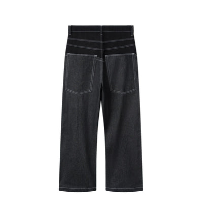 AA DOUBLE WAIST RAW JEANS // BLACK