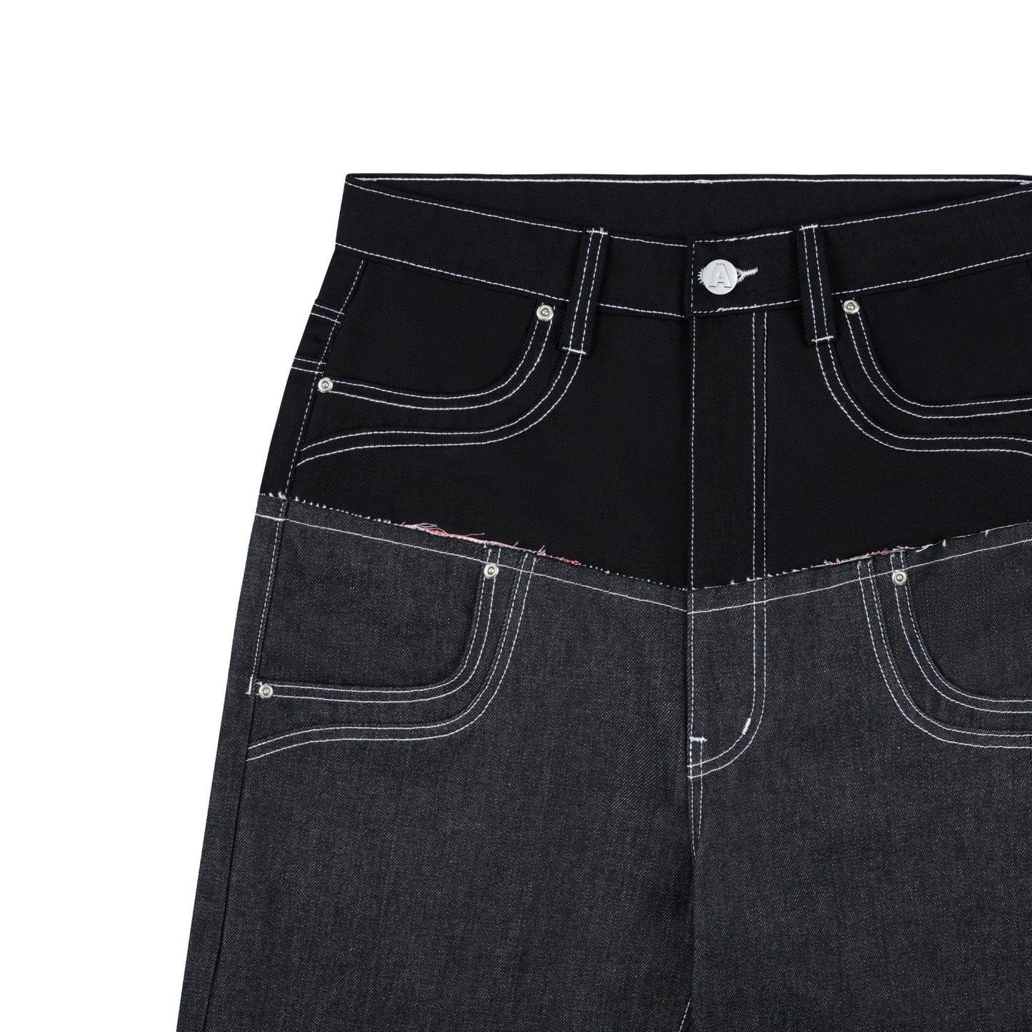 AA DOUBLE WAIST RAW JEANS // BLACK