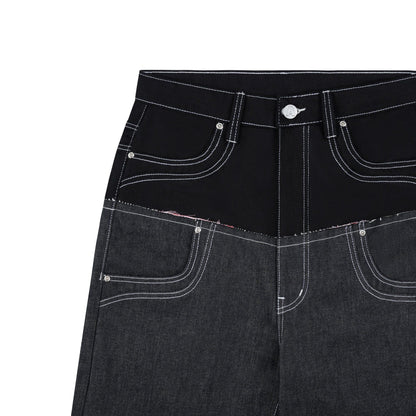 AA DOUBLE WAIST RAW JEANS // BLACK