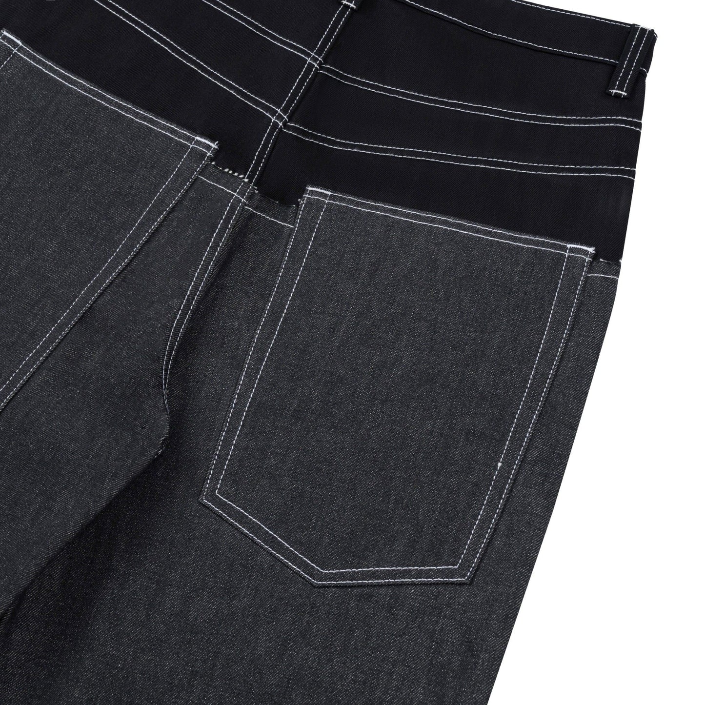 AA DOUBLE WAIST RAW JEANS // BLACK