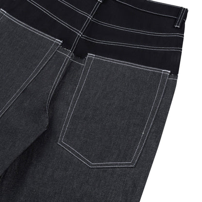 AA DOUBLE WAIST RAW JEANS // BLACK