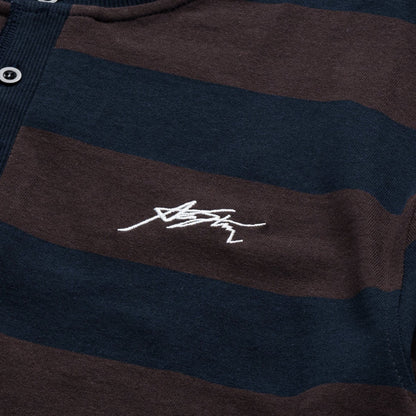 AA SIGNATURE HENLEY LONGSLEEVE // BROWN STRIPED