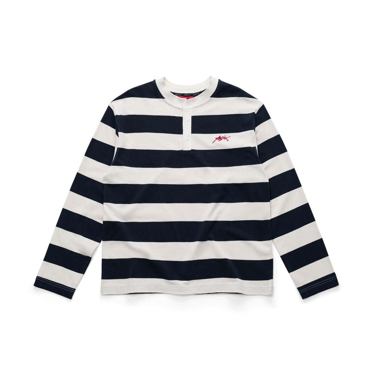 AA SIGNATURE HENLEY LONGSLEEVE // NAVY STRIPED