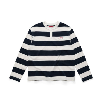AA SIGNATURE HENLEY LONGSLEEVE // NAVY STRIPED