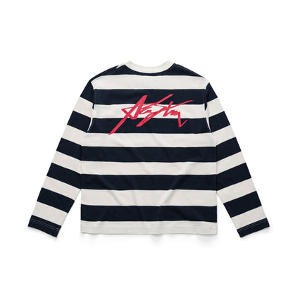 AA SIGNATURE HENLEY LONGSLEEVE // NAVY STRIPED