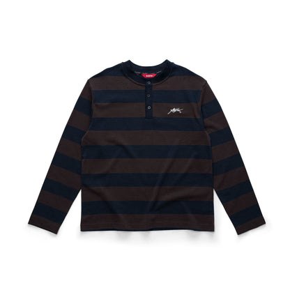 AA SIGNATURE HENLEY LONGSLEEVE // BROWN STRIPED