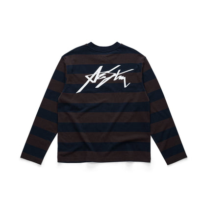 AA SIGNATURE HENLEY LONGSLEEVE // BROWN STRIPED
