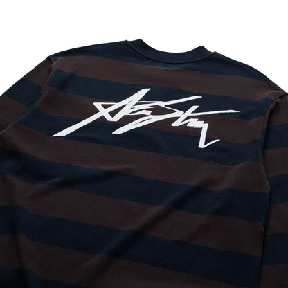 AA SIGNATURE HENLEY LONGSLEEVE // BROWN STRIPED