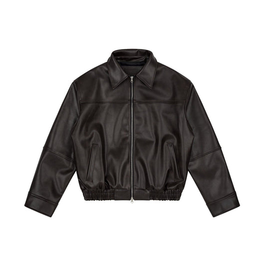 AA ELASTIC WAIST LEATHER JACKET // BROWN