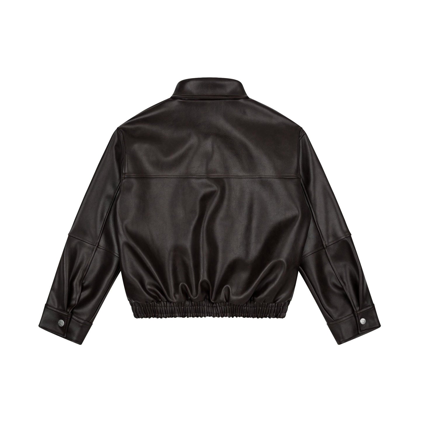 AA ELASTIC WAIST LEATHER JACKET // BROWN