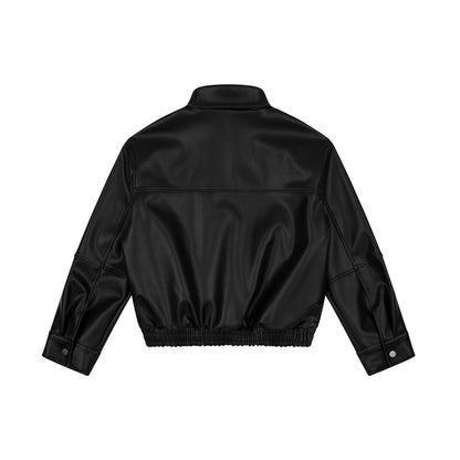 AA ELASTIC WAIST LEATHER JACKET // BLACK